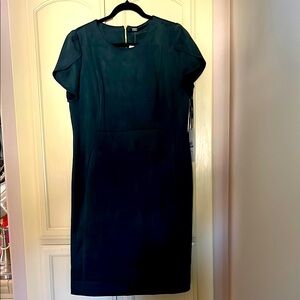 NWT Calvin Klein sz 16 emerald green faux suede tulip sleeve midi dress, soft
